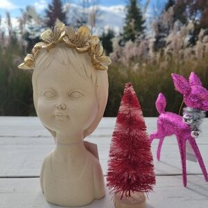 Boho Girl Figure with Flower Headband ~ Whimsical Cottage Hippie Cute! w/Tag